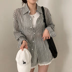 Women's Casual Loose Classic Plaid Fashion Shirt