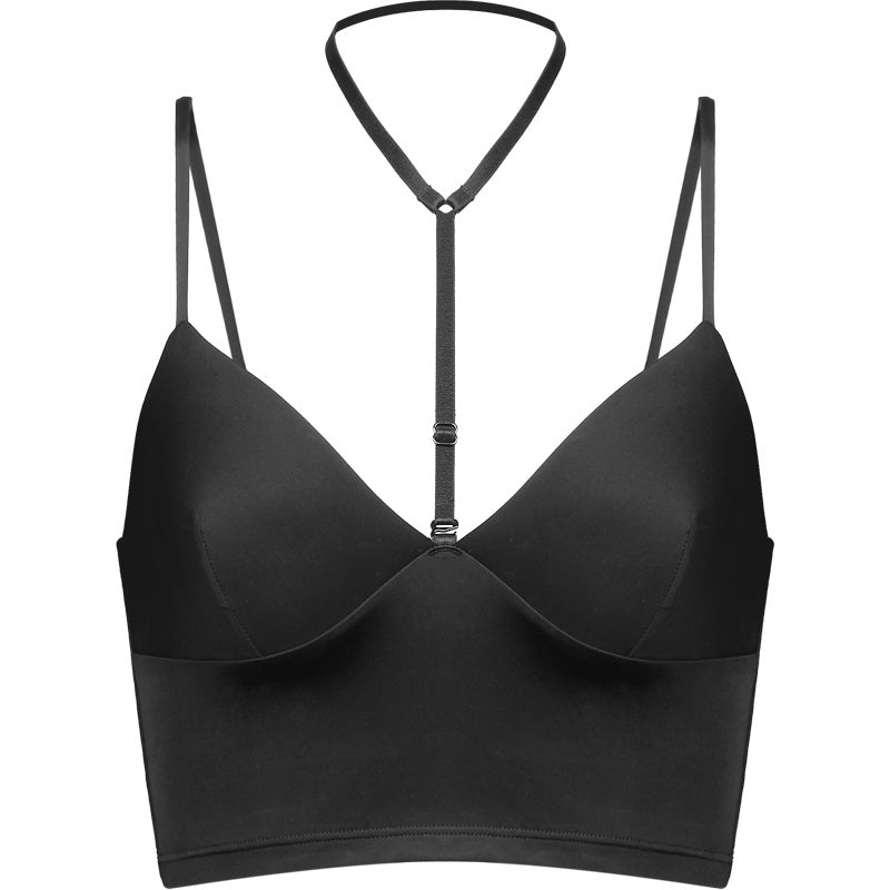 Women's Black No Steel Ring Bra Halterneck Bra
