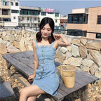 Single-breasted Small High Waist Sexy Braces Skirt