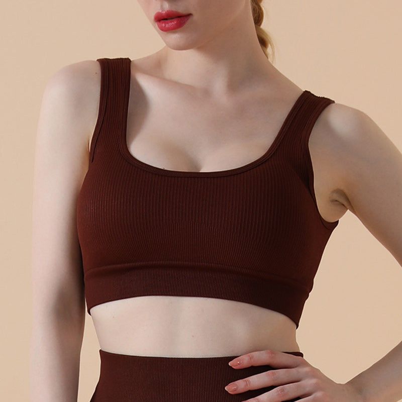 Striped Solid Color Quick-drying Gym Suit Sports Bra