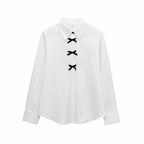 Fashion Women Bowknot Decoration Loose Casual Shirt