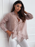 Simple Fashion Solid Color Rhinestone Long-sleeved Shirt Women's Clothing