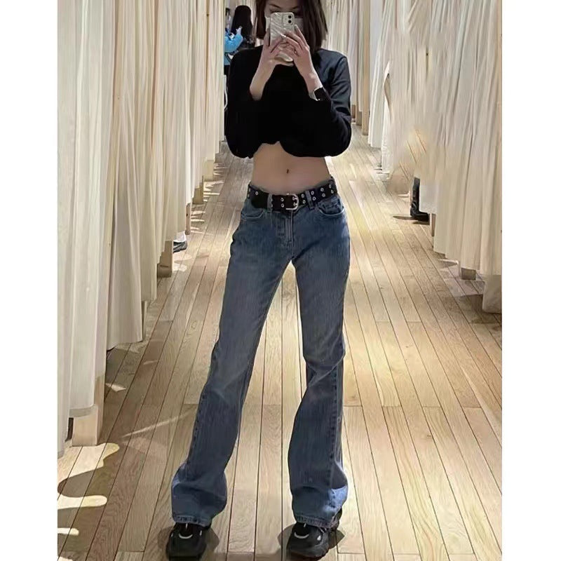 Jeans Slim Fit Low Waist Long Pants