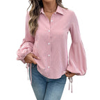 Striped Stitching Elegant Shirt For Women