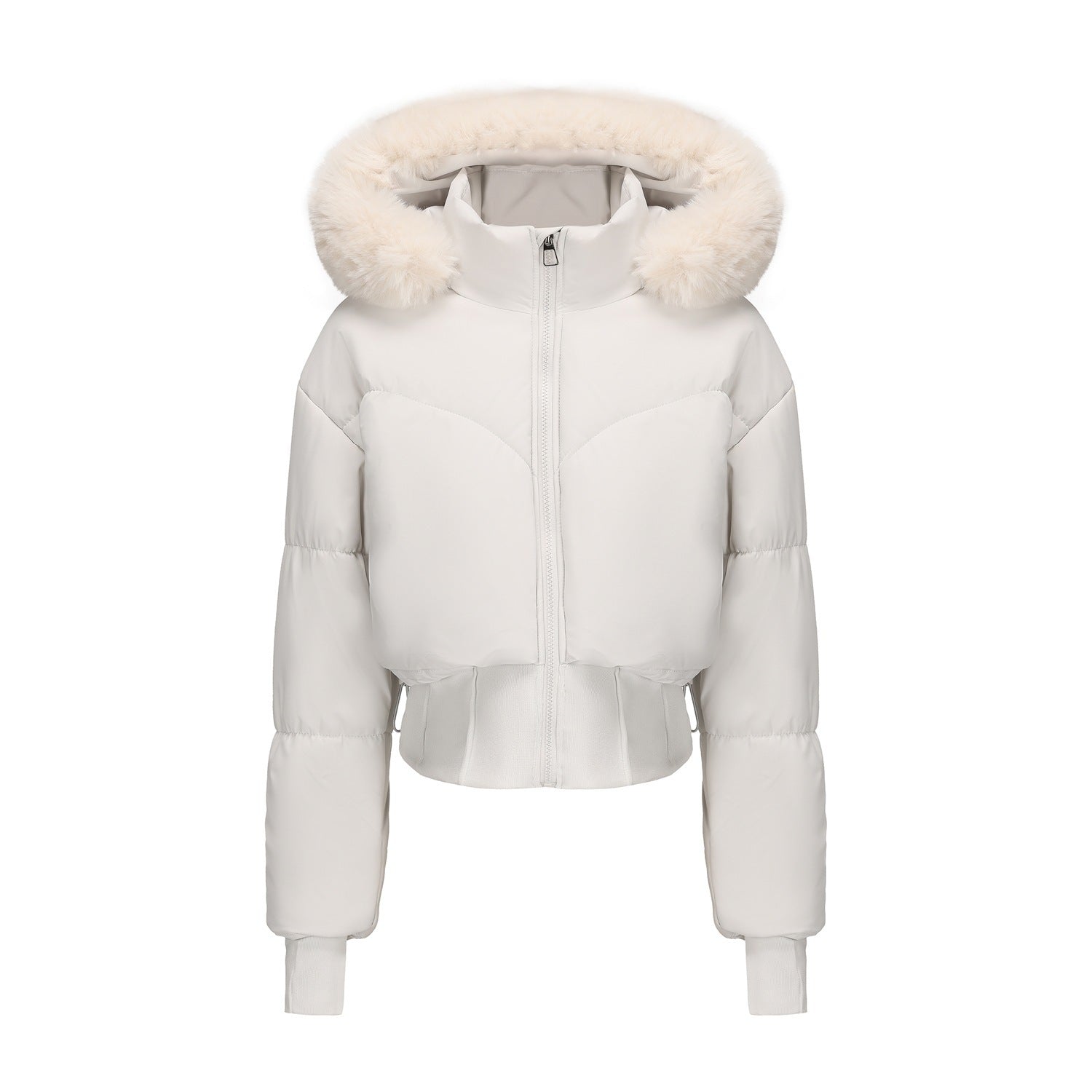 Women's Hooded Large Fur Collar Short Cotton Jacket