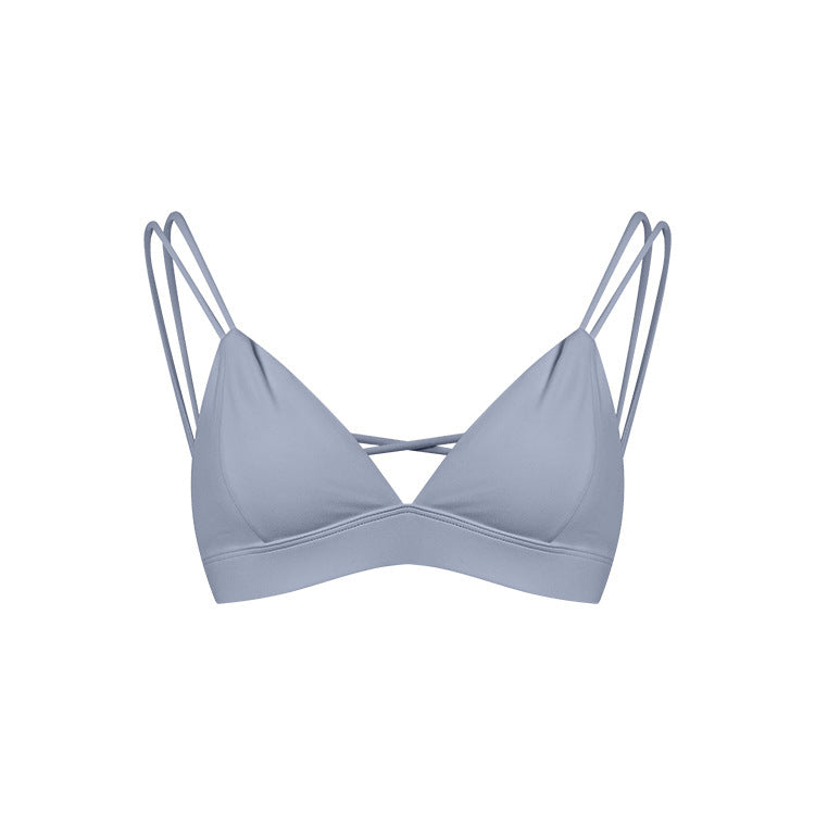Women's Spaghetti Strap Bra Deep V Versatile Cross Sports Bra