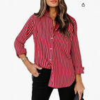 European And American Trendy Shirt Striped Pattern Printed 3D Shirt