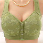 Plus Size Front Closure Underwired Vest-style Printed Bra Push Up Bra No Underwire Plus Size Front Button Bra